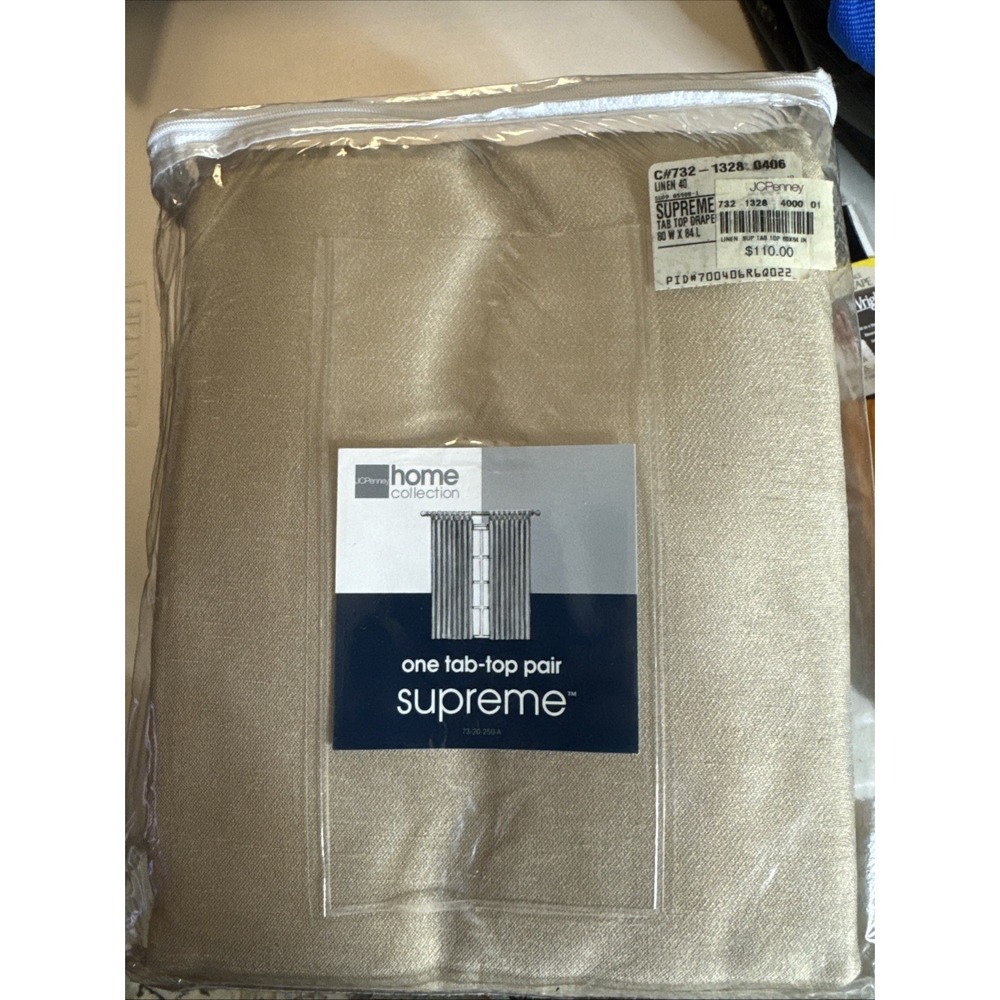 New JC PENNEY Home Collection Supreme One Tab-Top Pair  Linen W80x84L  2004